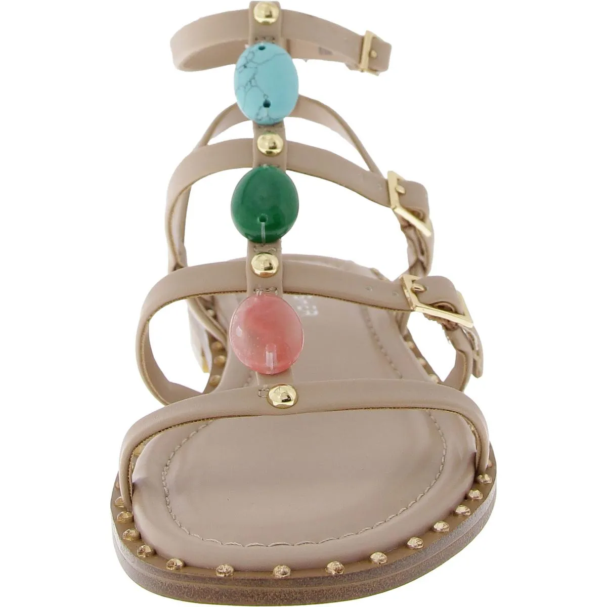 Womens Faux Leather Ankle Strap Flatform Sandals
