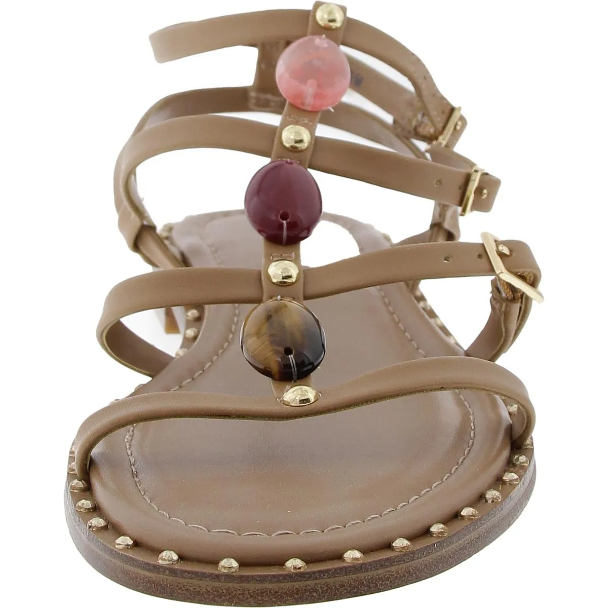 Womens Faux Leather Ankle Strap Flatform Sandals