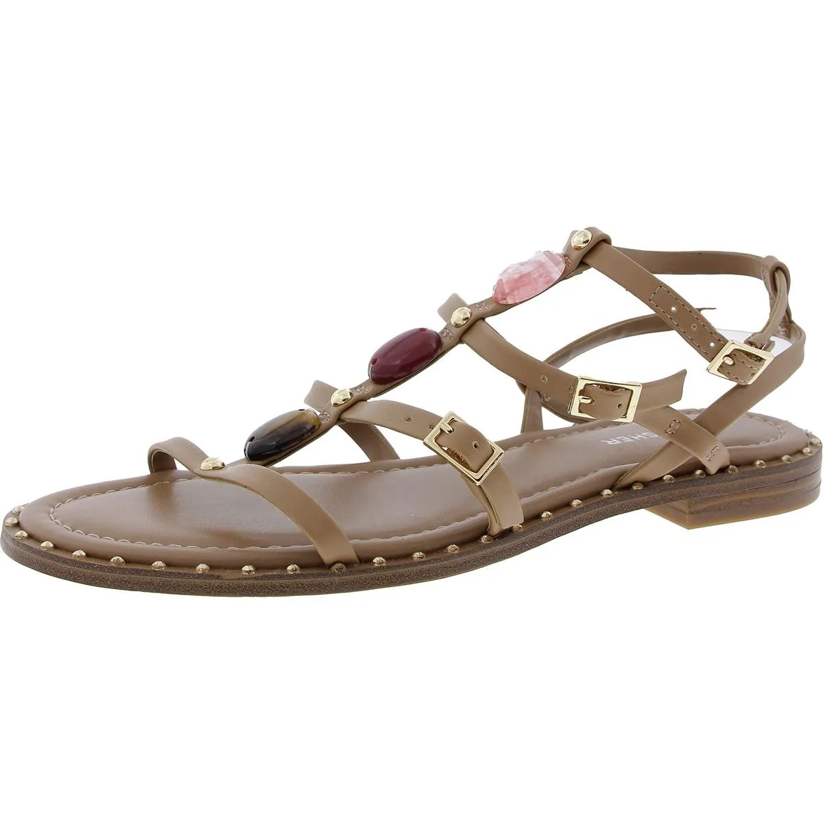Womens Faux Leather Ankle Strap Flatform Sandals