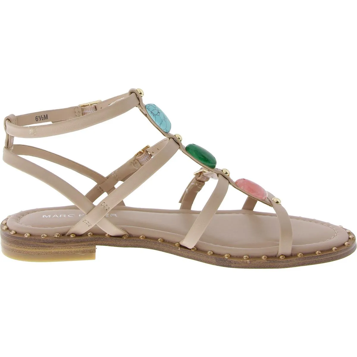 Womens Faux Leather Ankle Strap Flatform Sandals