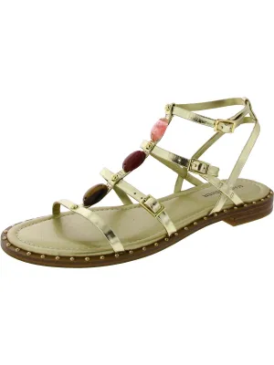 Womens Faux Leather Ankle Strap Flatform Sandals