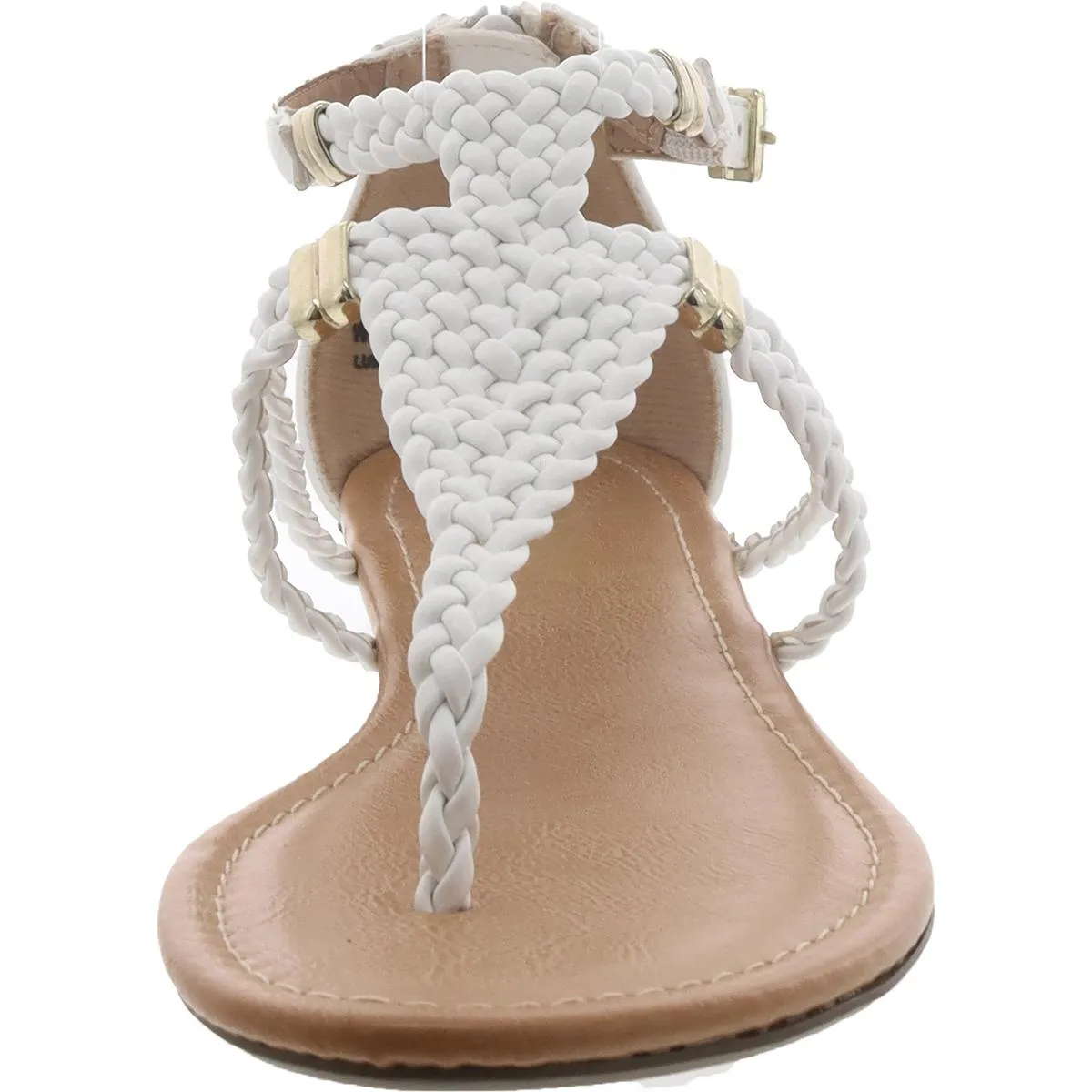 Womens Faux Leather Ankle Strap Strappy Sandals
