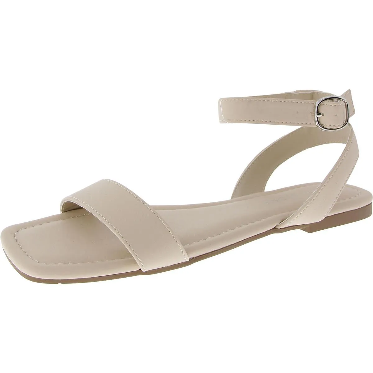 Womens Faux Leather Flat Slingback Sandals