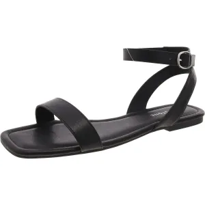 Womens Faux Leather Flat Slingback Sandals