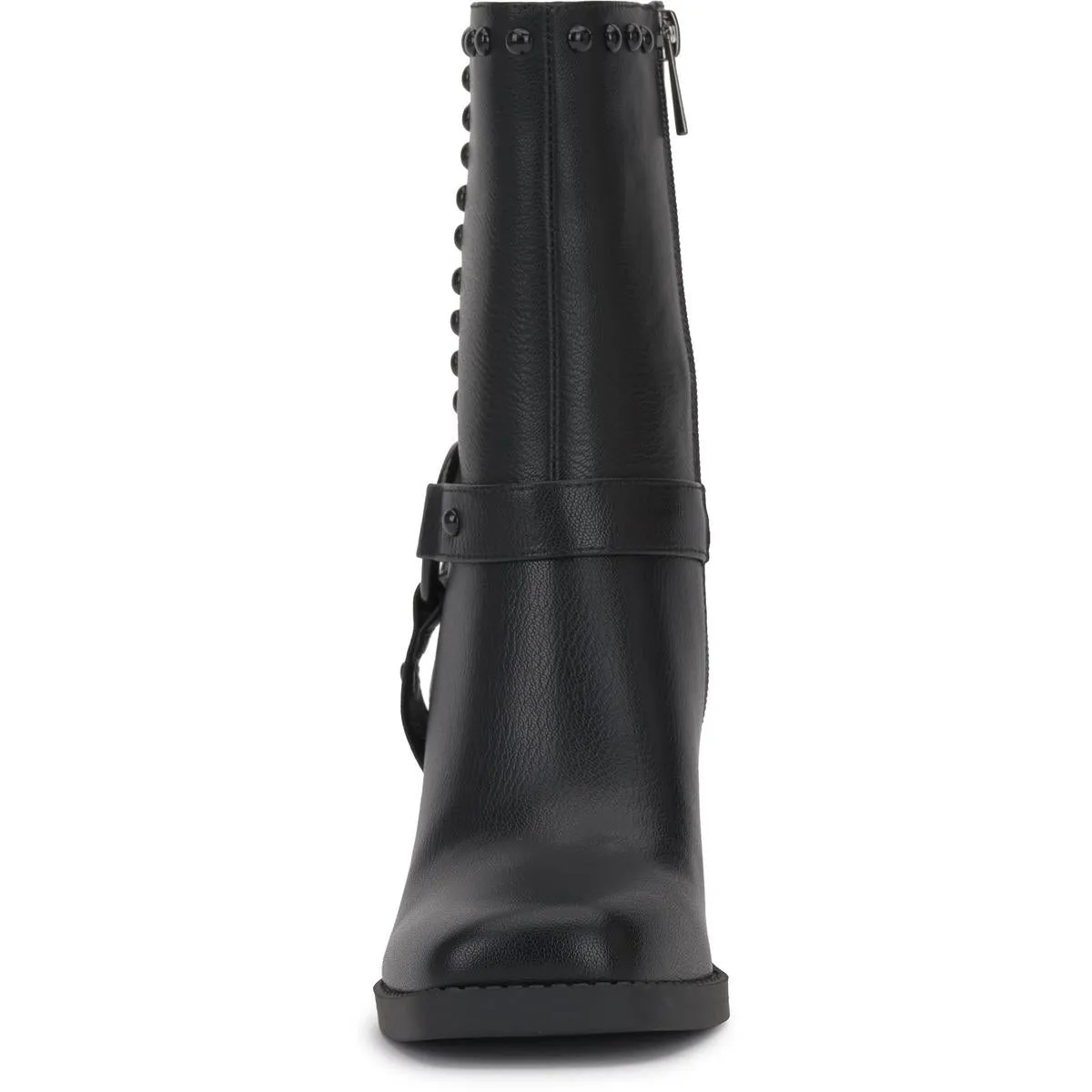 Womens Faux Leather Studded Mid-Calf Boots