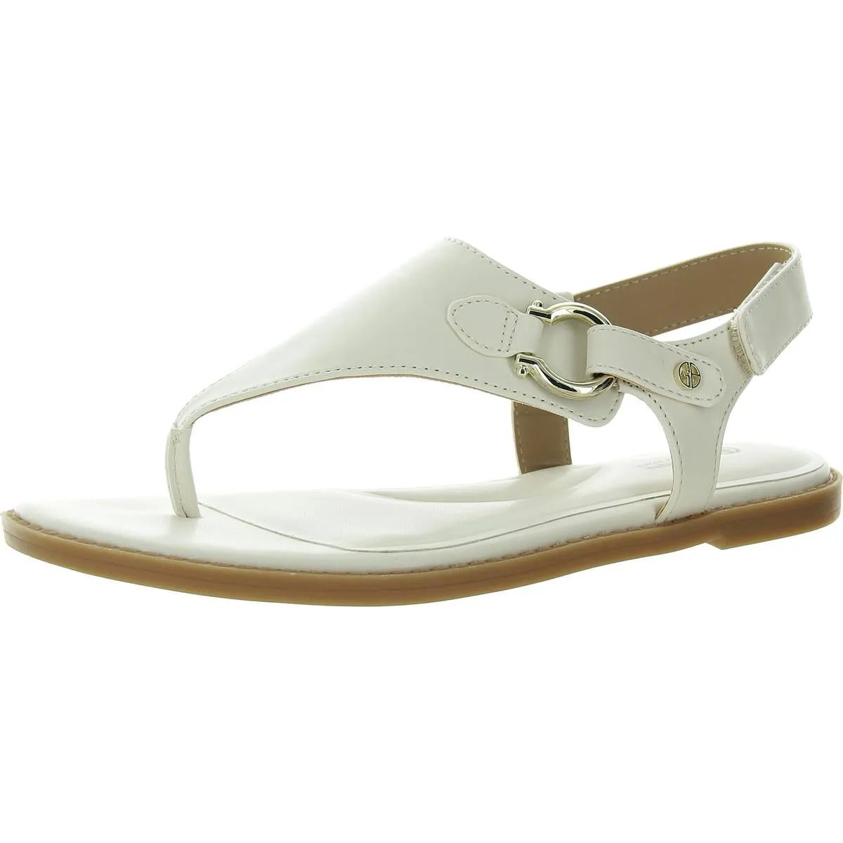Womens Faux Leather Thong Ankle Strap