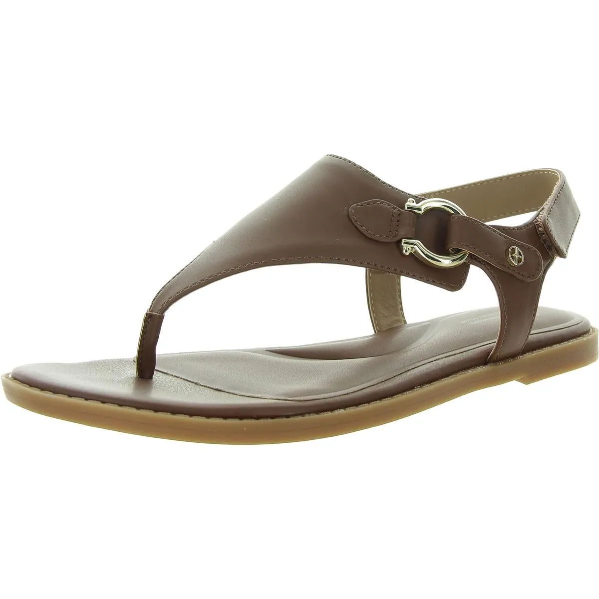 Womens Faux Leather Thong Ankle Strap