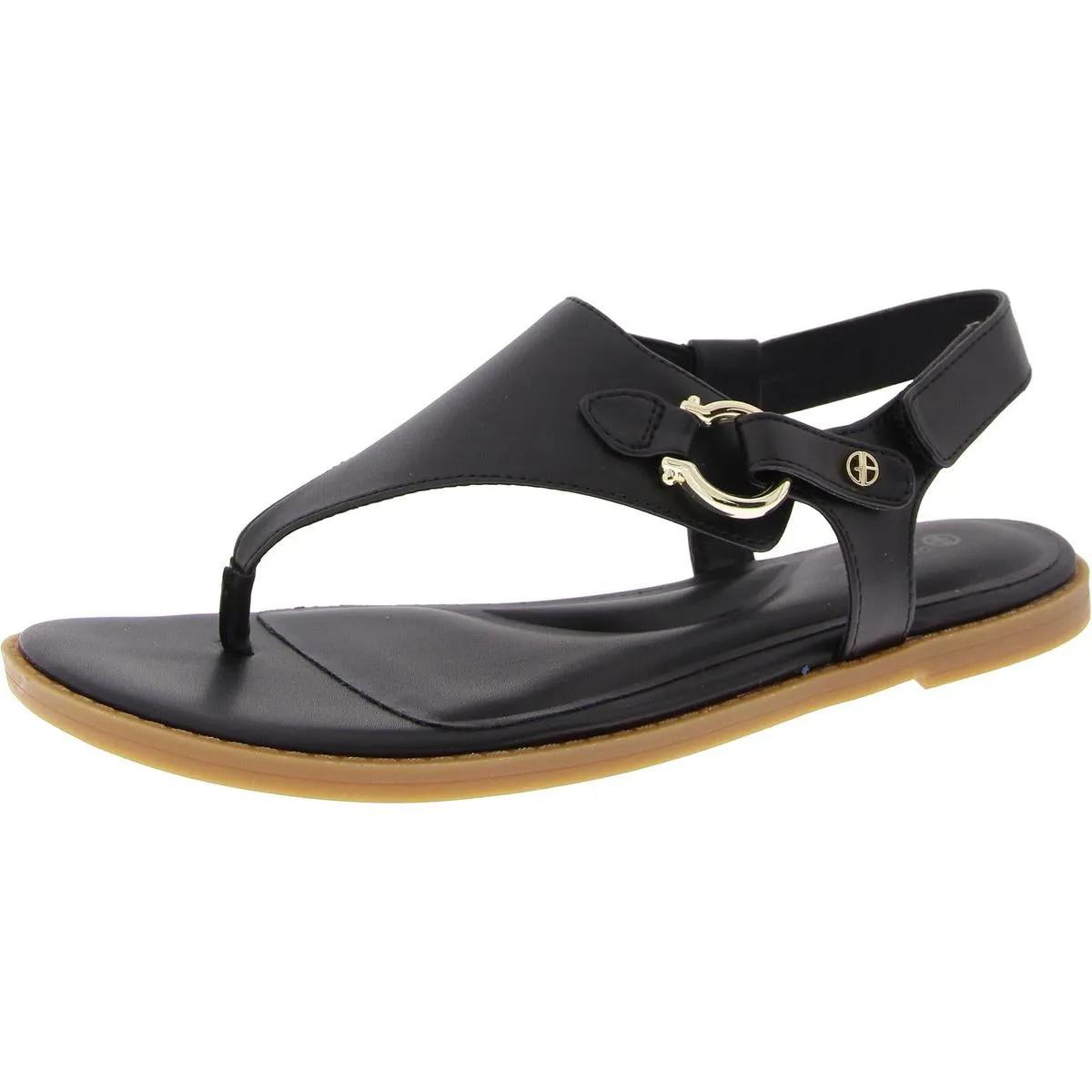 Womens Faux Leather Thong Ankle Strap