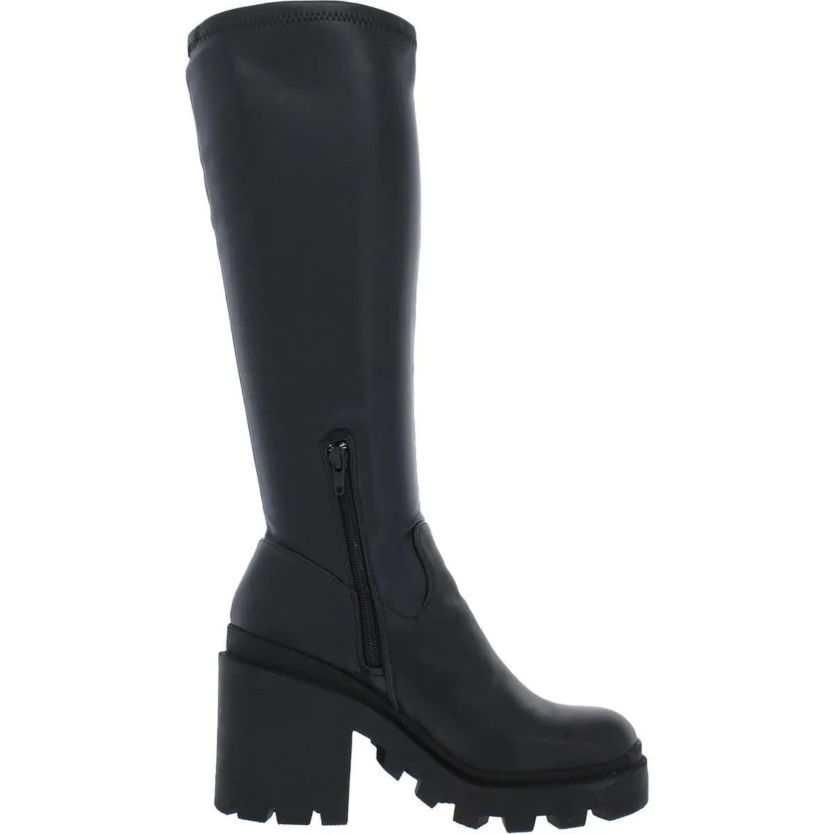 Womens Faux Leather Zipper Knee-High Boots