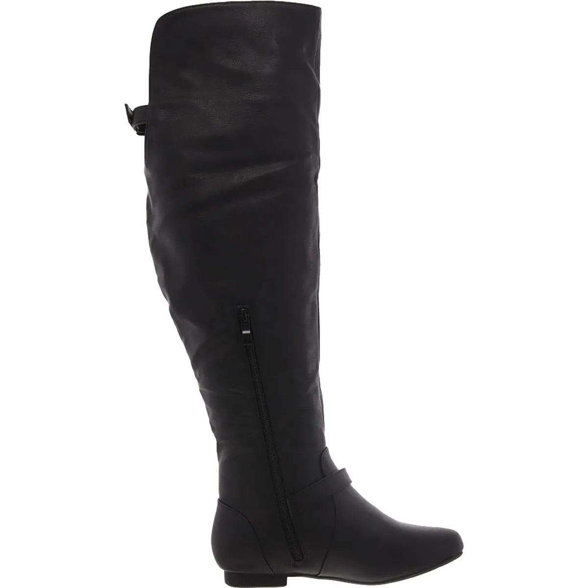 Womens Faux Leather Zipper Knee-High Boots