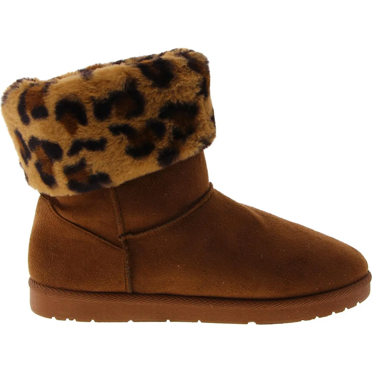 Womens Faux Suede Round Toe Shearling Boots