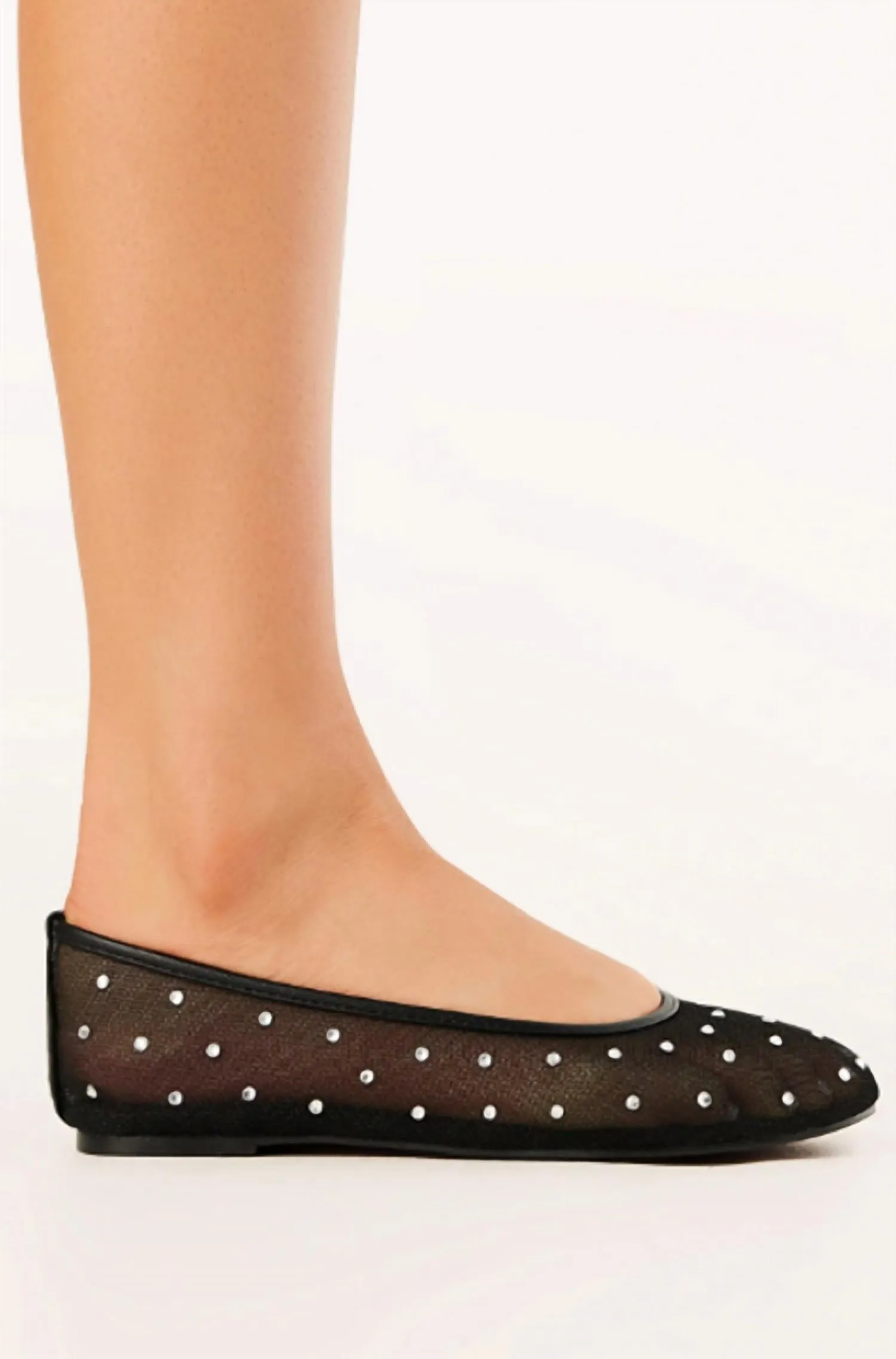Women's Gerani Crystal Ballet Flat In Black Mesh