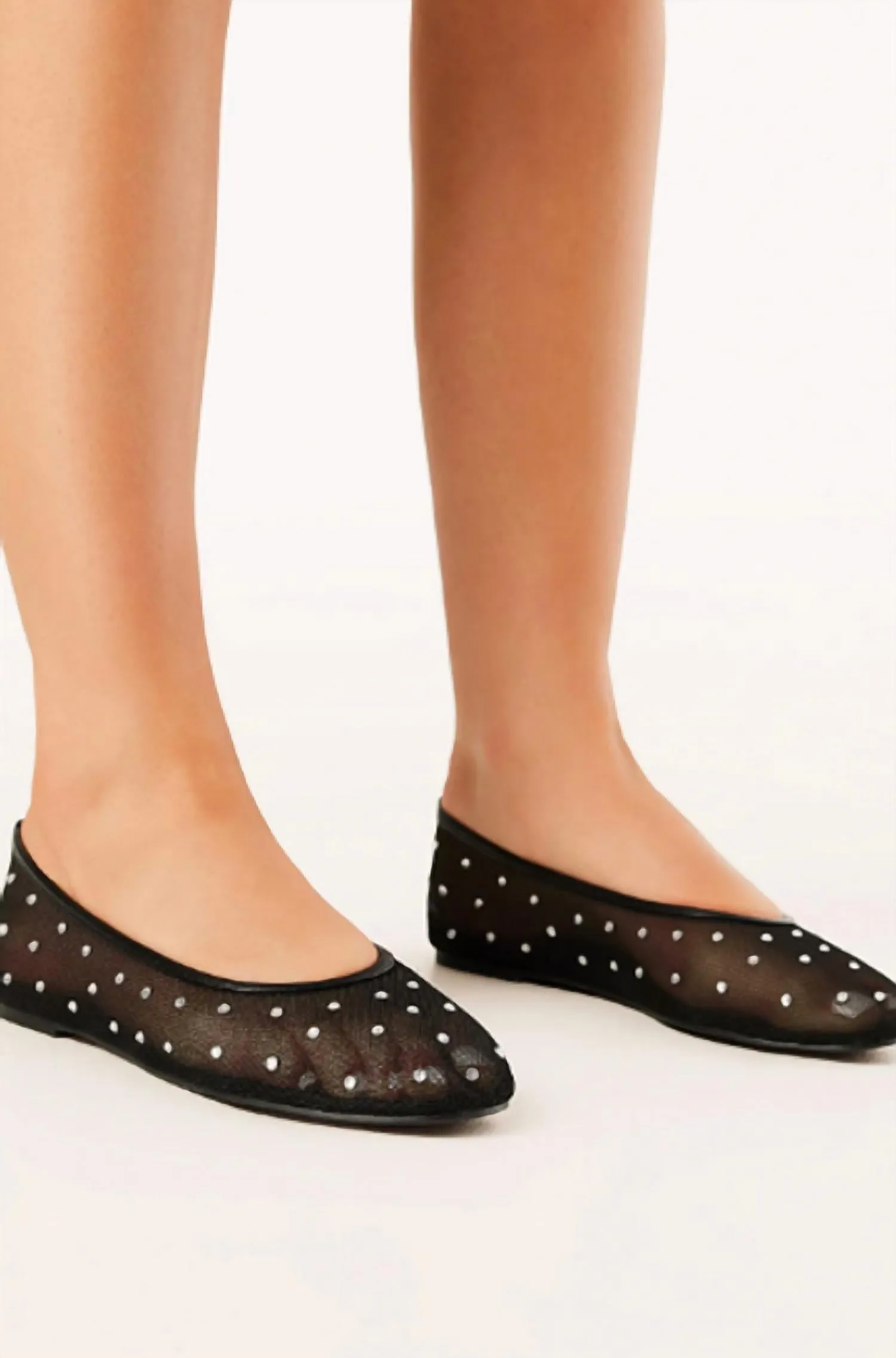 Women's Gerani Crystal Ballet Flat In Black Mesh