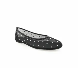 Women's Gerani Crystal Ballet Flat In Black Mesh