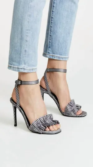 Women's Gingham Ruffle Stiletto Heels In Black, White