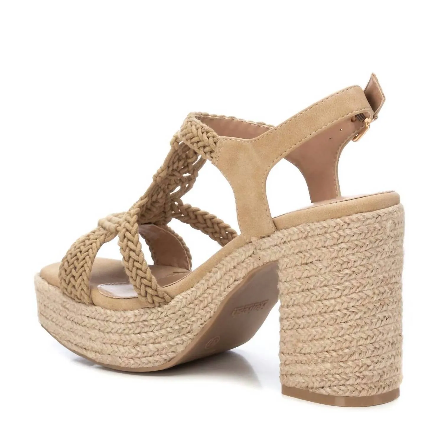 Women's Heeled Jute Sandals In Beige