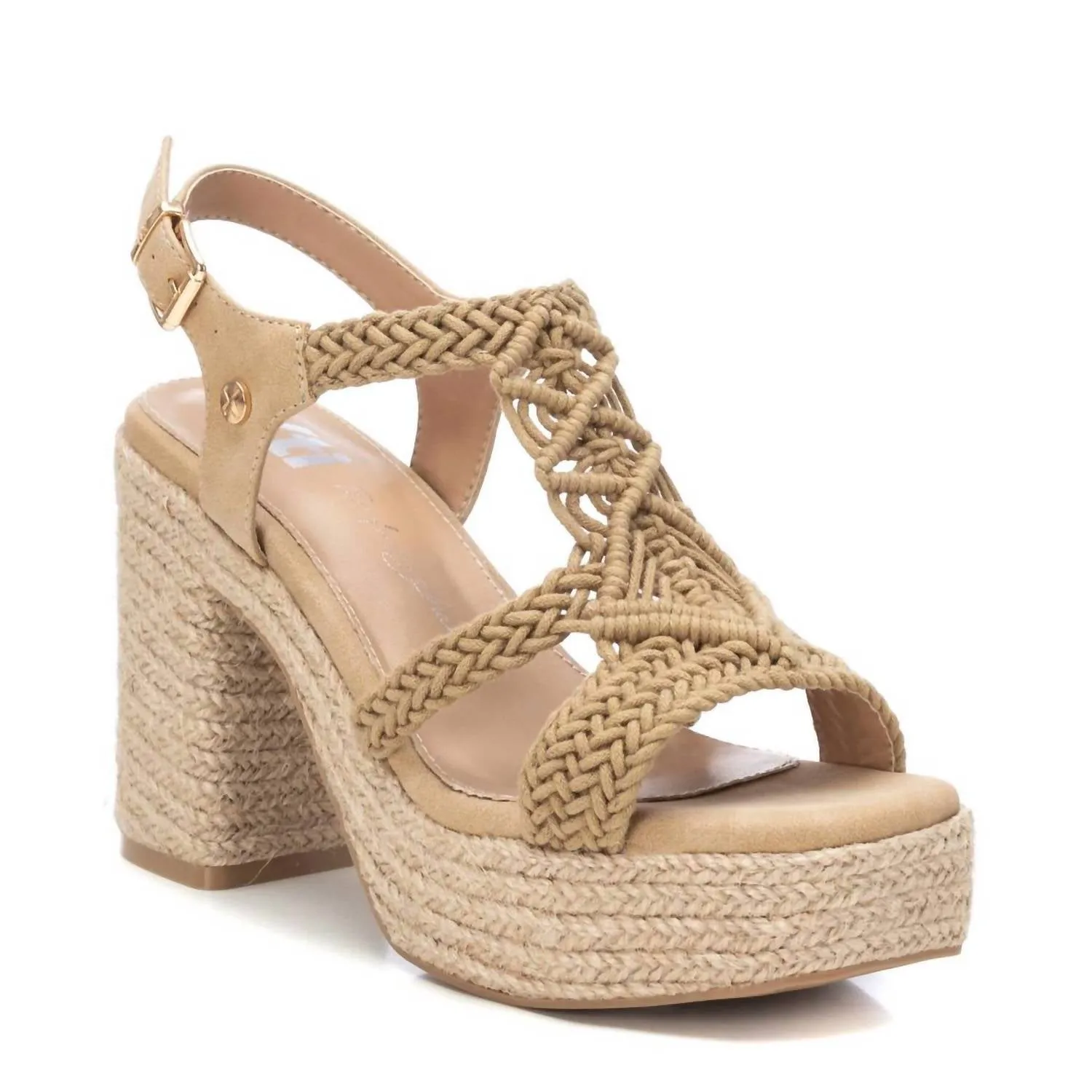 Women's Heeled Jute Sandals In Beige