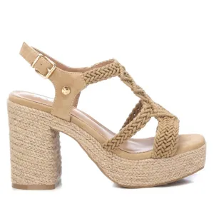 Women's Heeled Jute Sandals In Beige