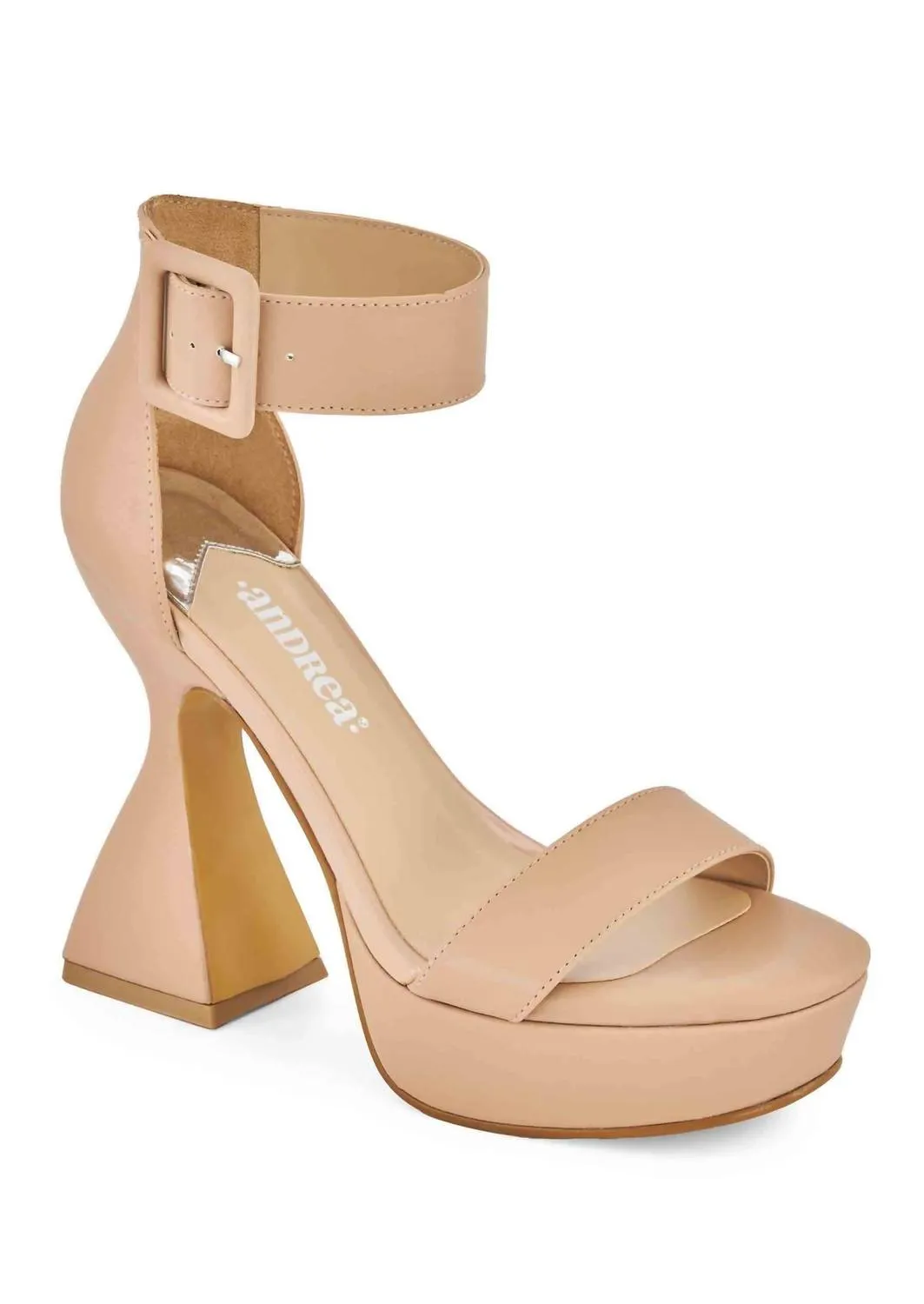 Women's High Cone Heel Ankle Strap Sandal In Beige