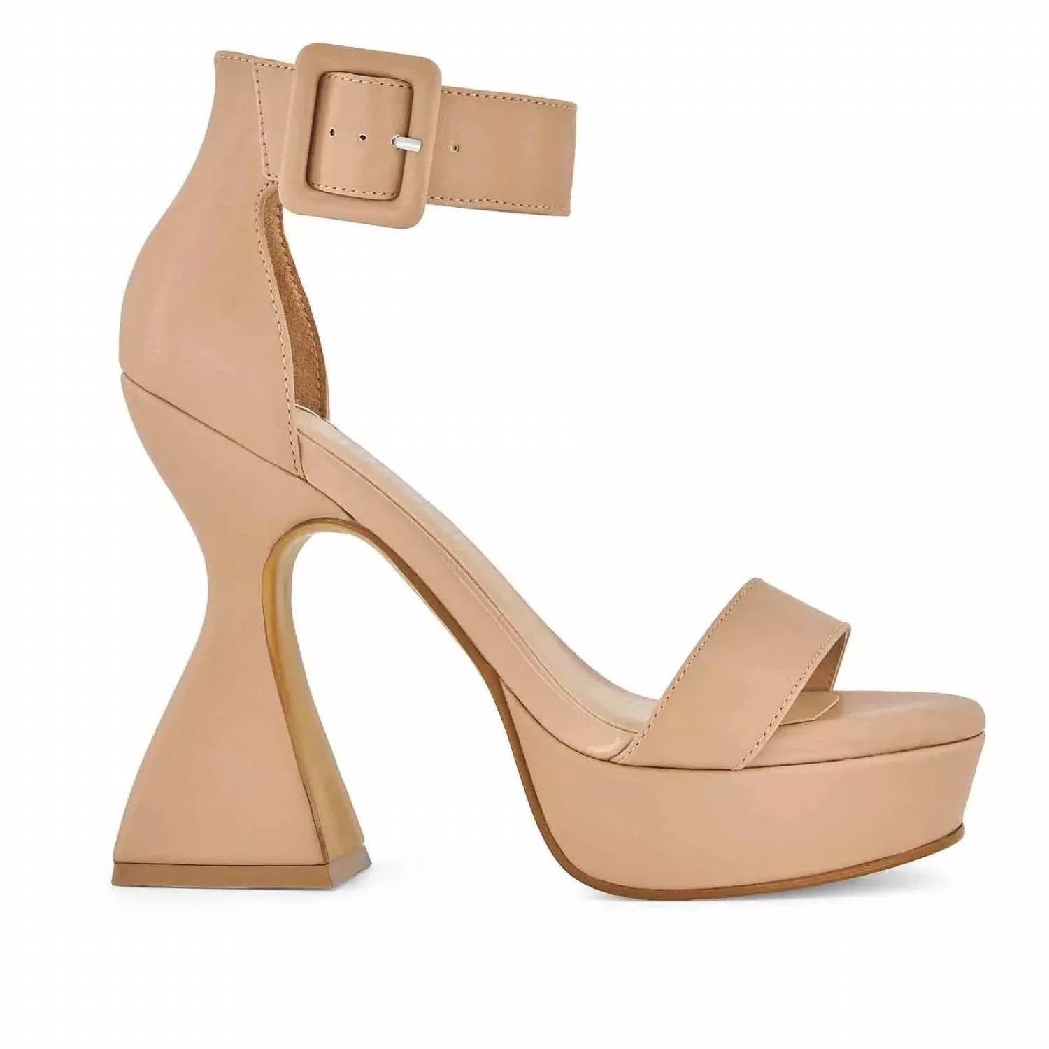 Women's High Cone Heel Ankle Strap Sandal In Beige