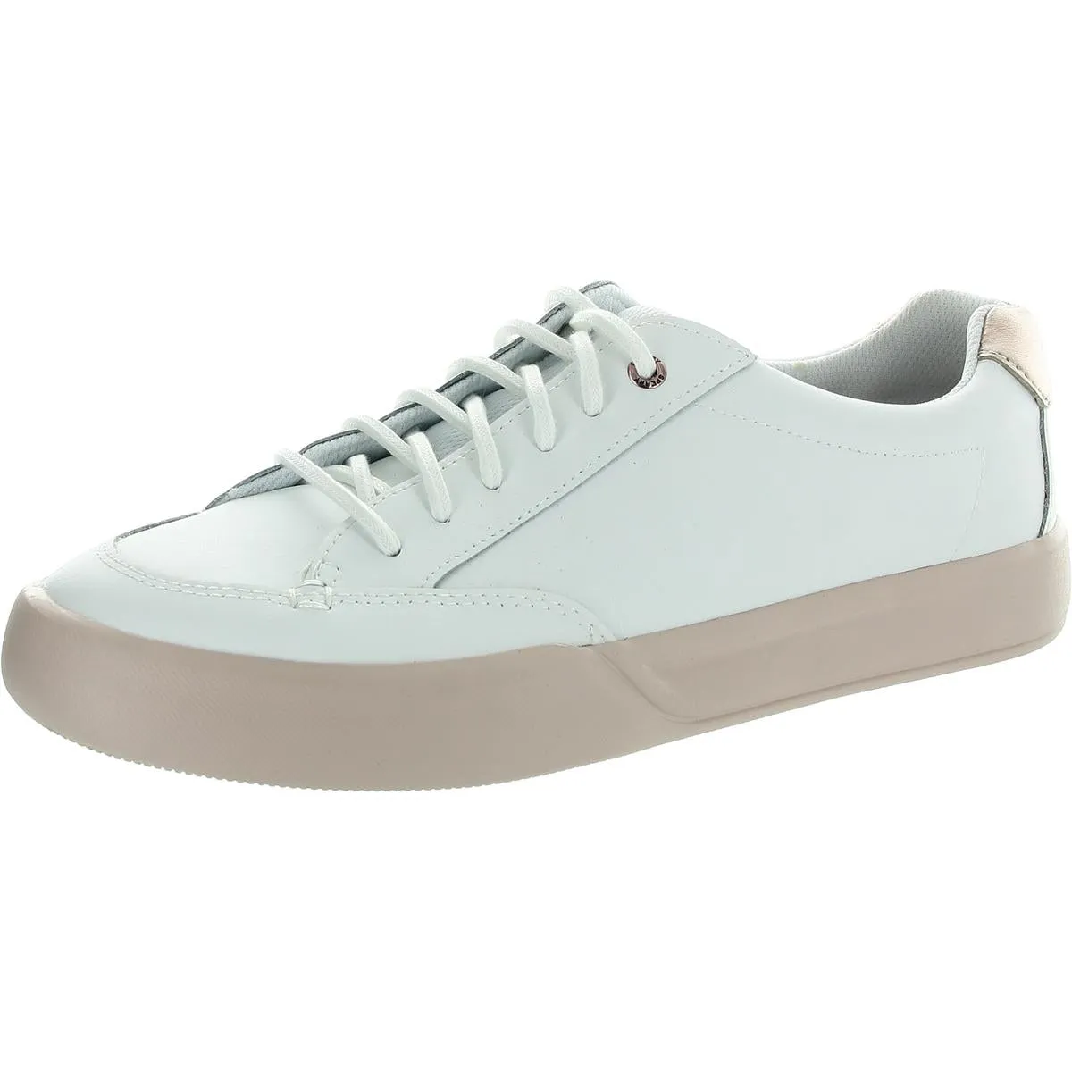Womens Lace-Up Leather Slip-On Sneakers
