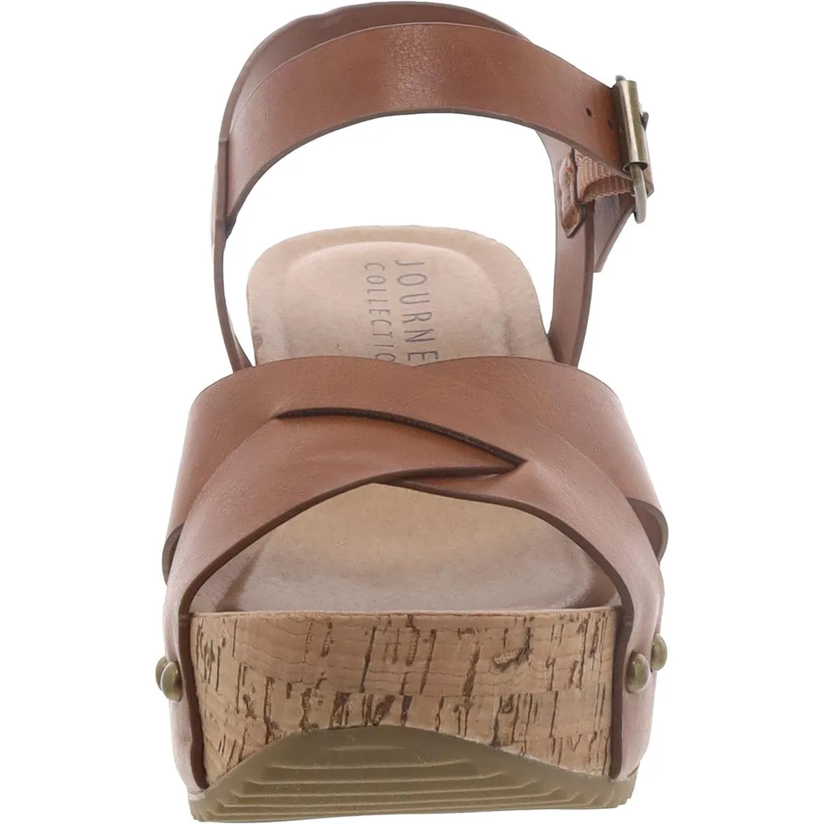 Womens Leather Block Heel Ankle Strap