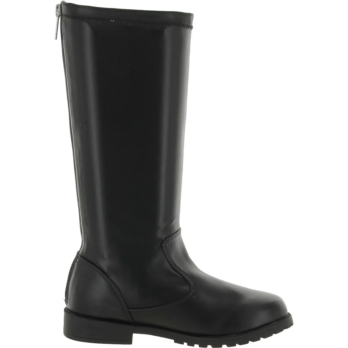 Womens Leather Block Heel Mid-Calf Boots