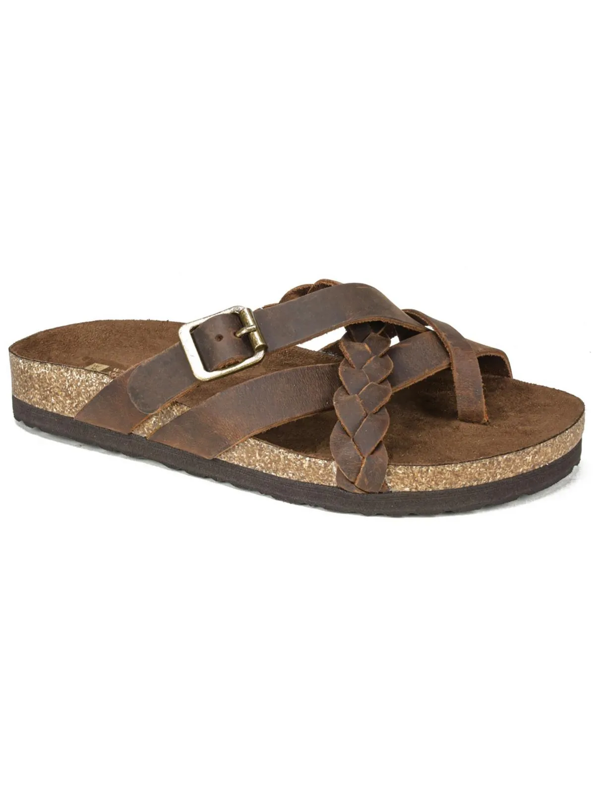Womens Leather Braided Slide Sandals