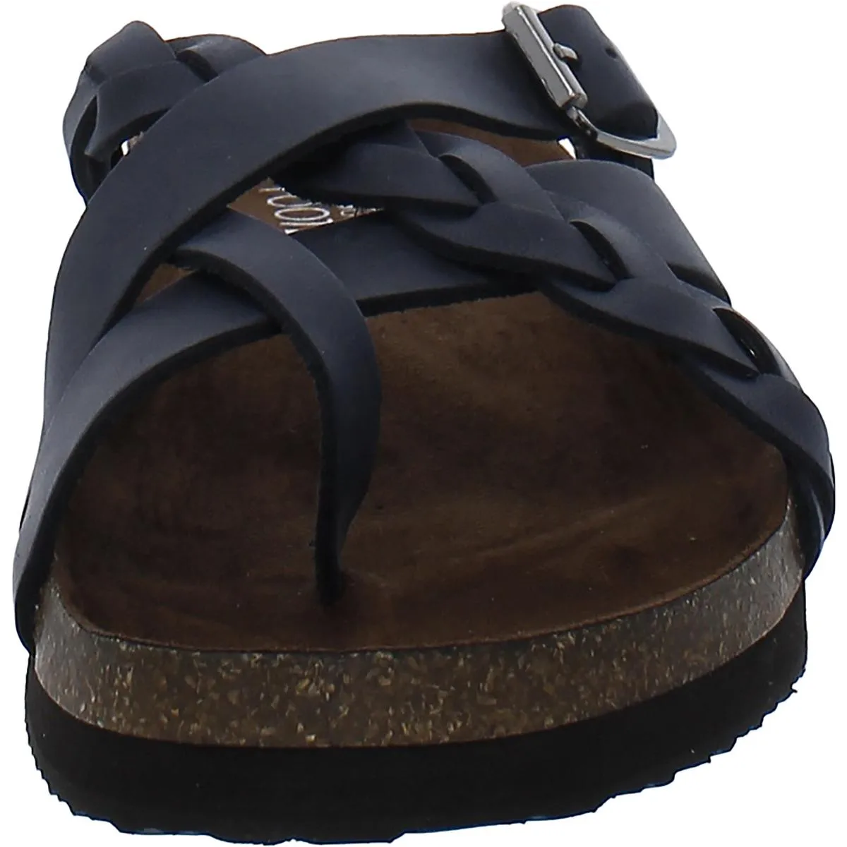 Womens Leather Braided Slide Sandals