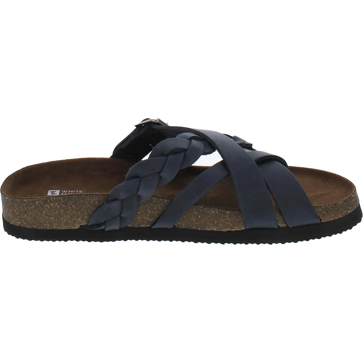 Womens Leather Braided Slide Sandals