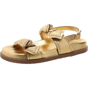 Womens Leather Metallic Slingback Sandals