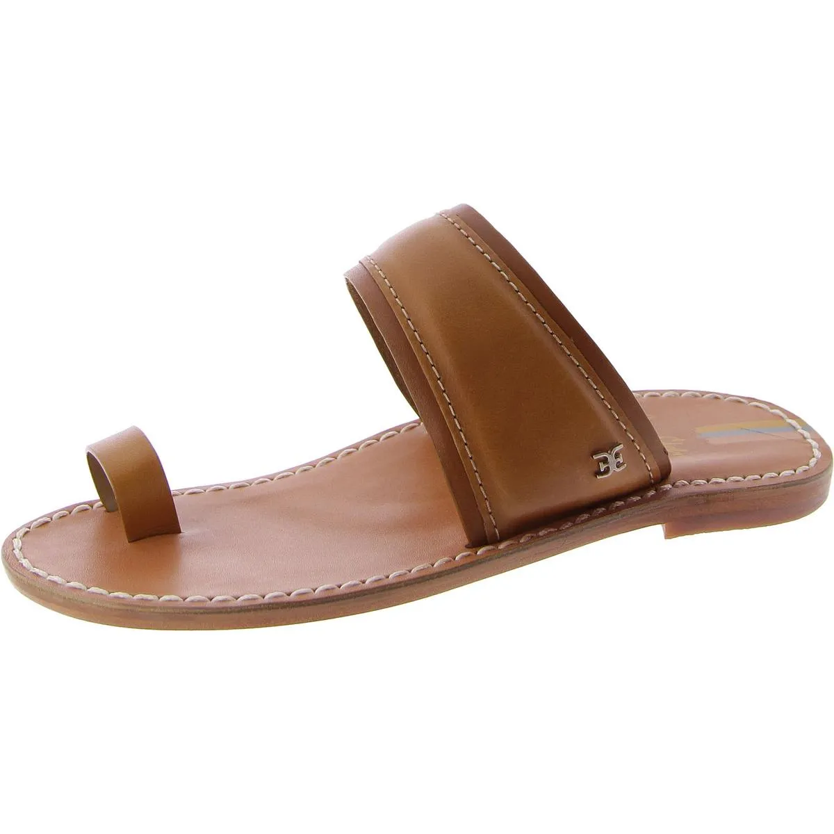 Womens Leather Toe Loop Slide Sandals