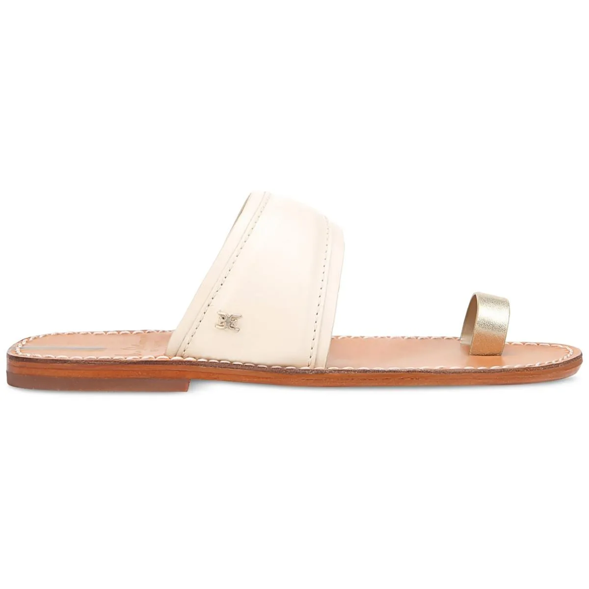 Womens Leather Toe Loop Slide Sandals