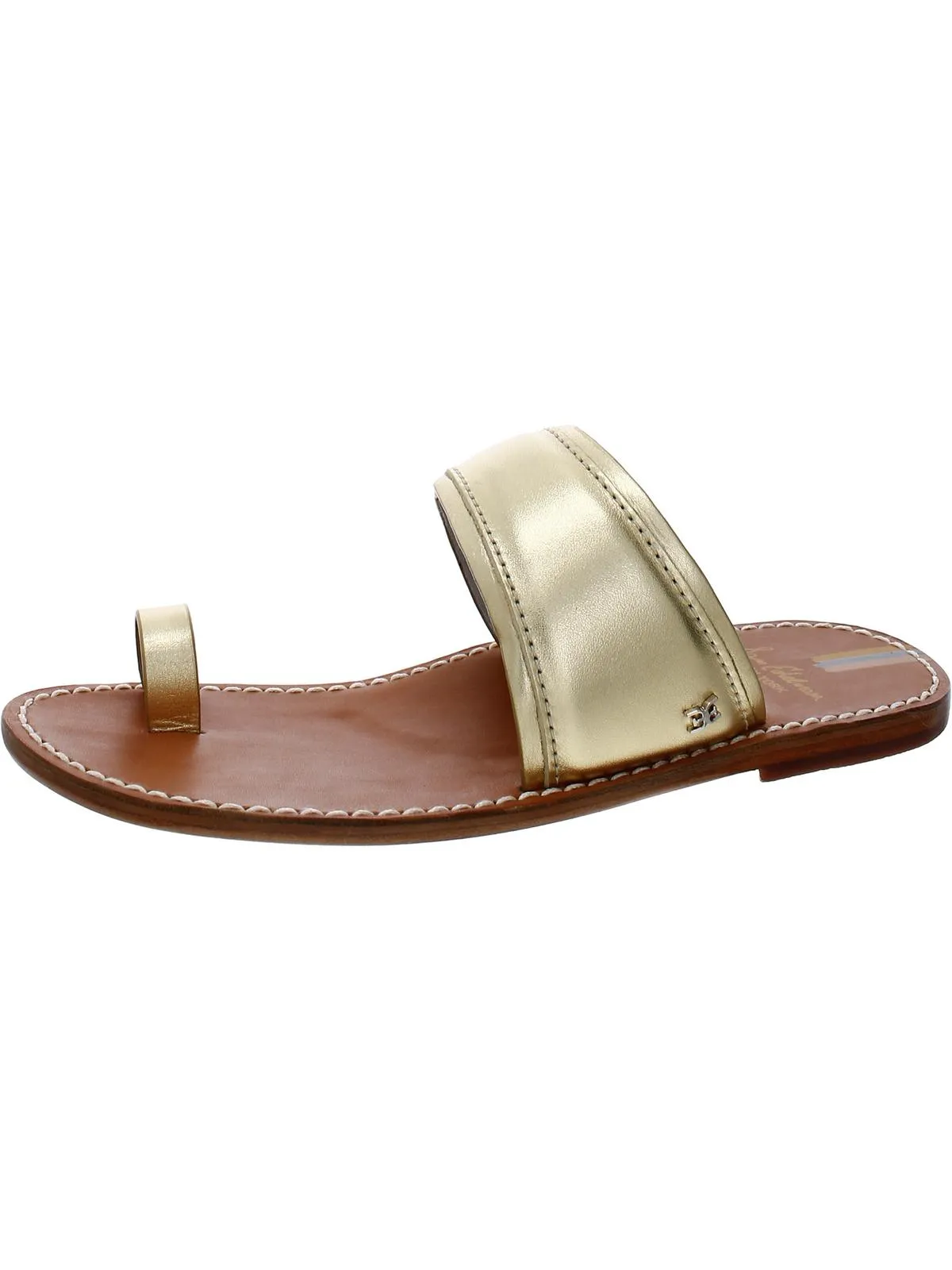 Womens Leather Toe Loop Slide Sandals