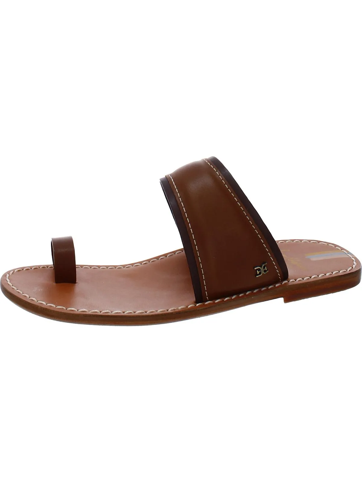 Womens Leather Toe Loop Slide Sandals