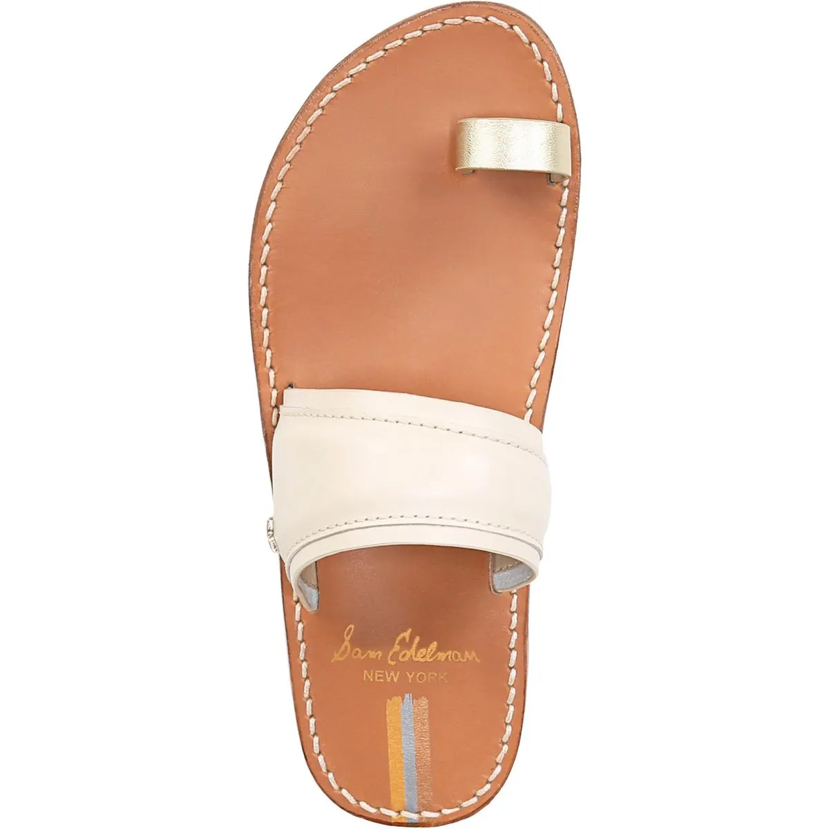 Womens Leather Toe Loop Slide Sandals