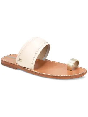 Womens Leather Toe Loop Slide Sandals