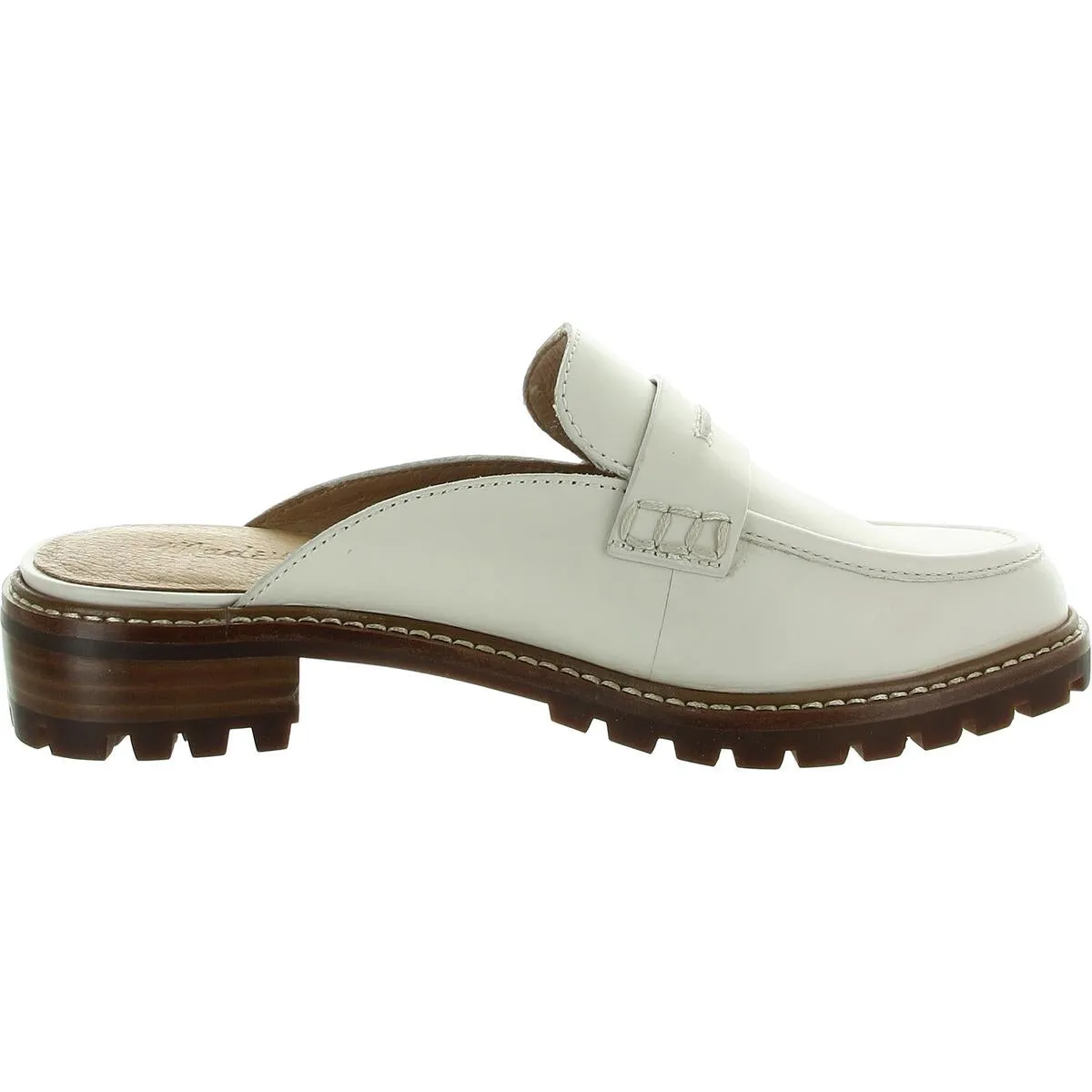 Womens Lugged Sole Leather Mules