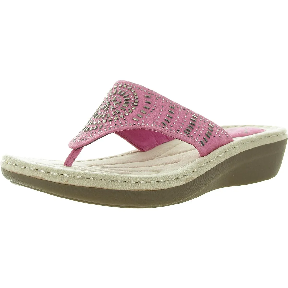 Womens Man Made Padded Insole Slide Sandals