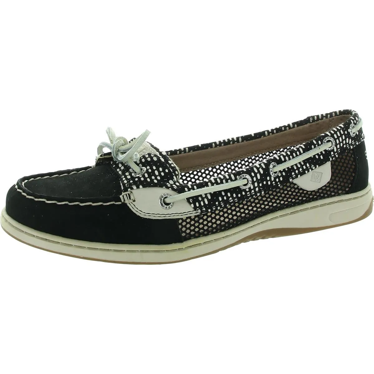 Womens Mesh Inset Leather Boat Shoes