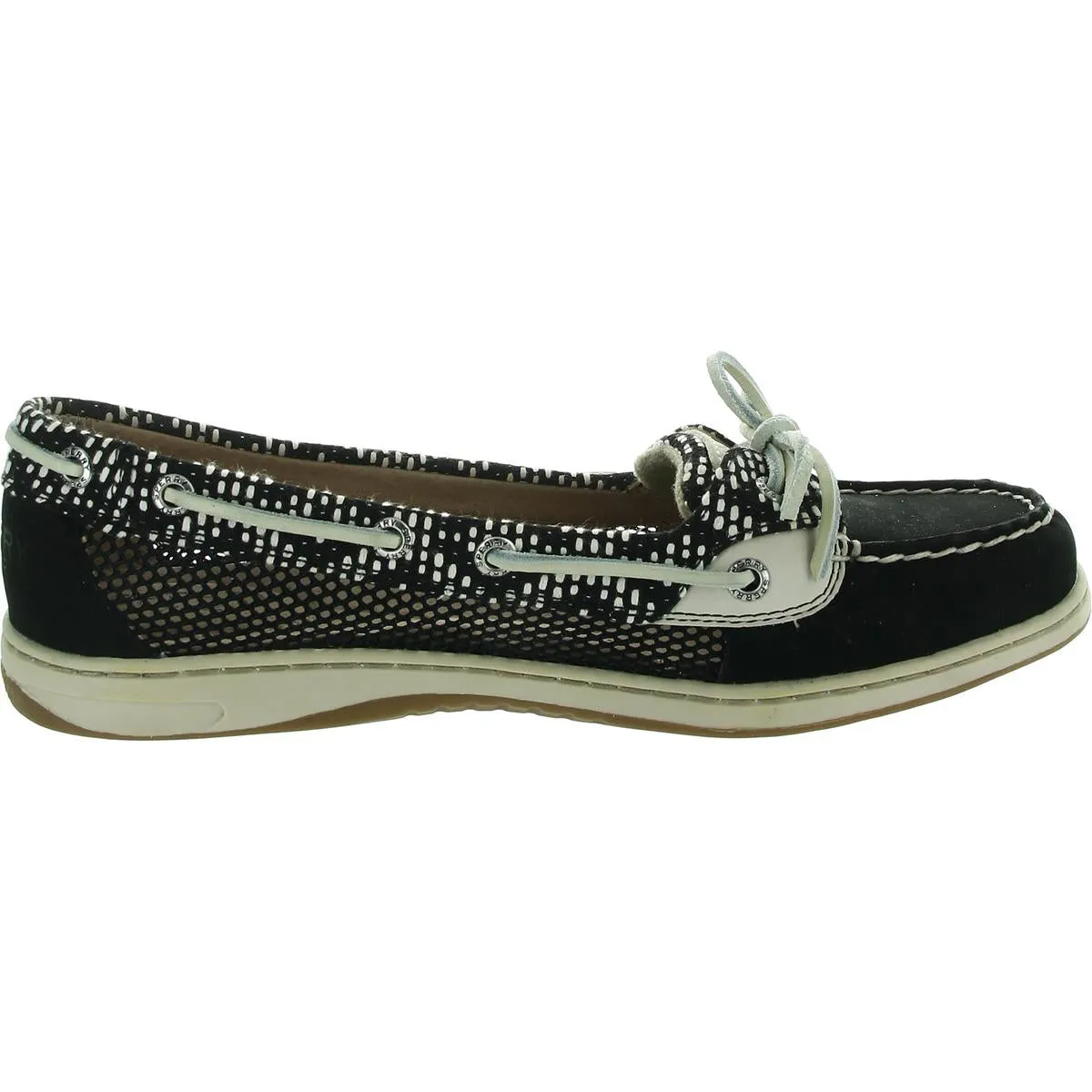 Womens Mesh Inset Leather Boat Shoes