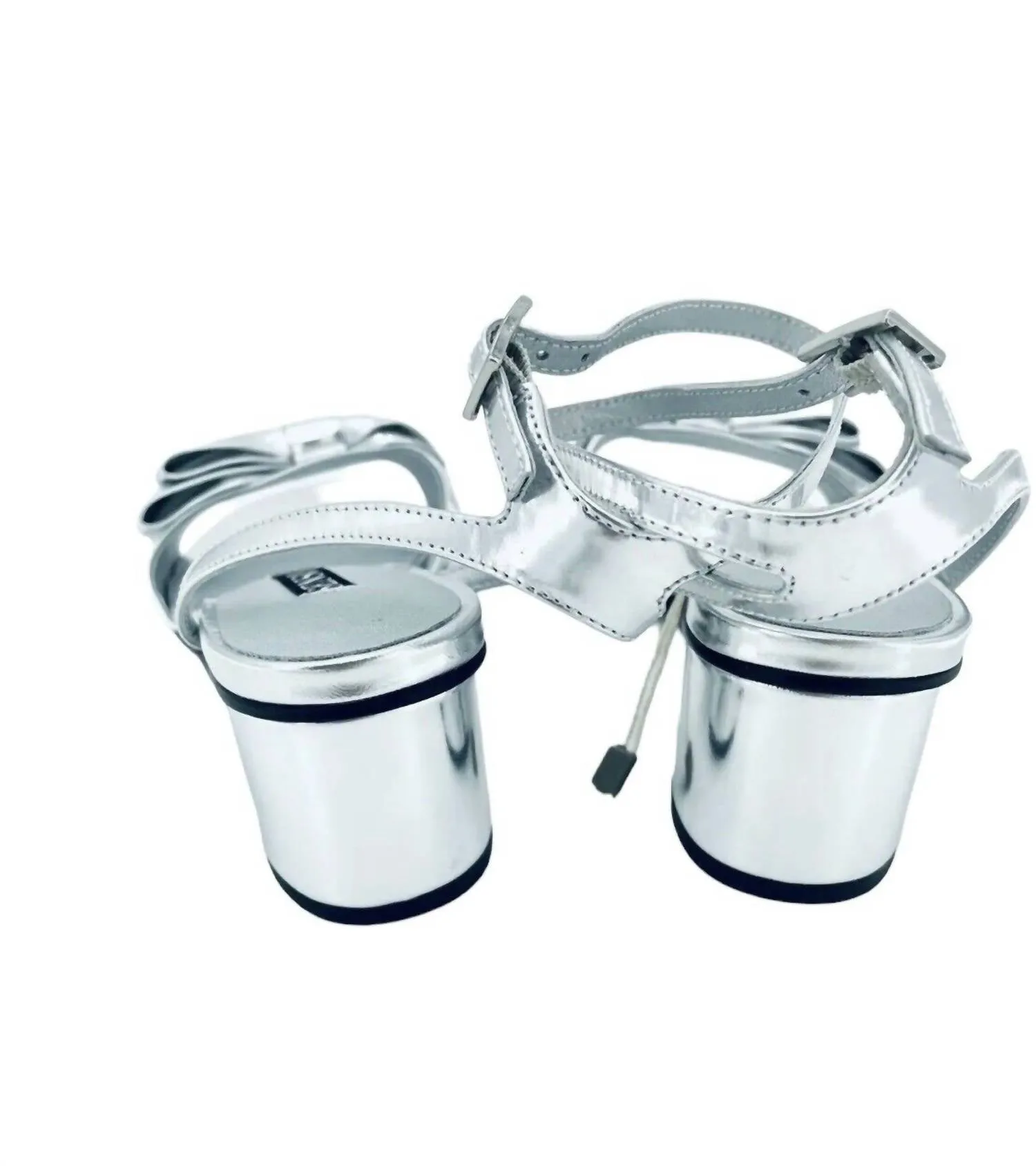 Women's Metallic Bow Patent Leather Heels In Silver