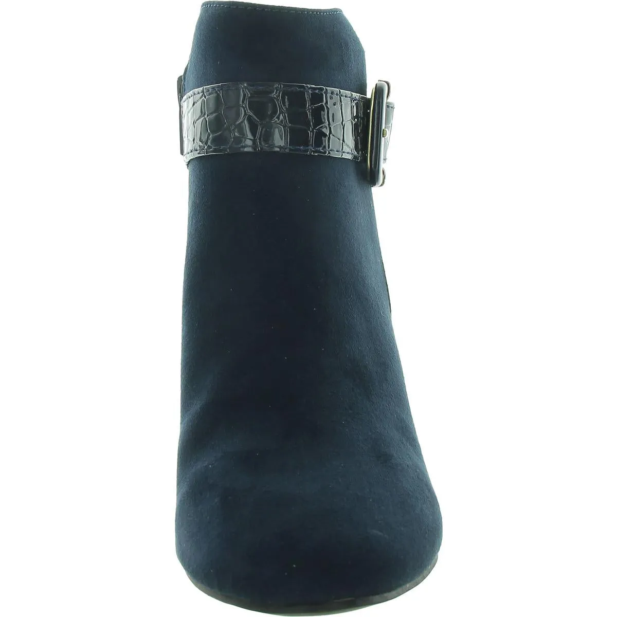 Womens Mixed Media Patent Ankle Boots
