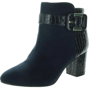 Womens Mixed Media Patent Ankle Boots