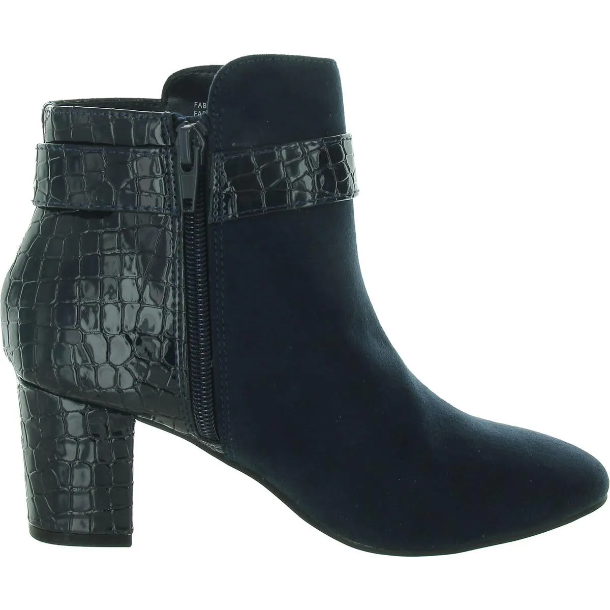 Womens Mixed Media Patent Ankle Boots