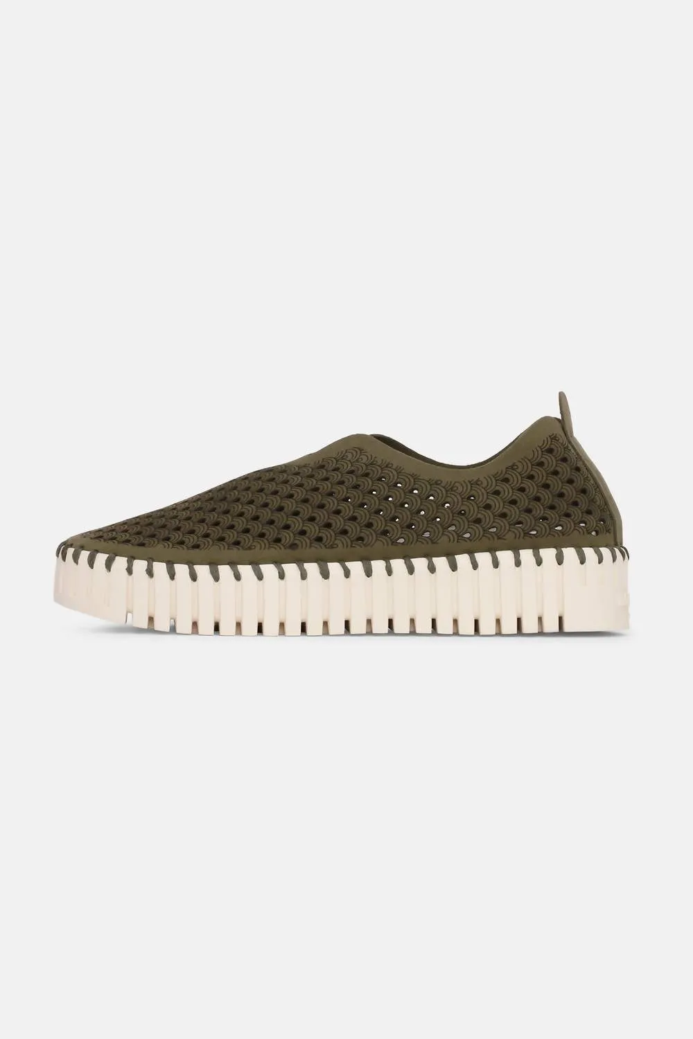 Women's Platform Tulip Slip-On In Deep Olive