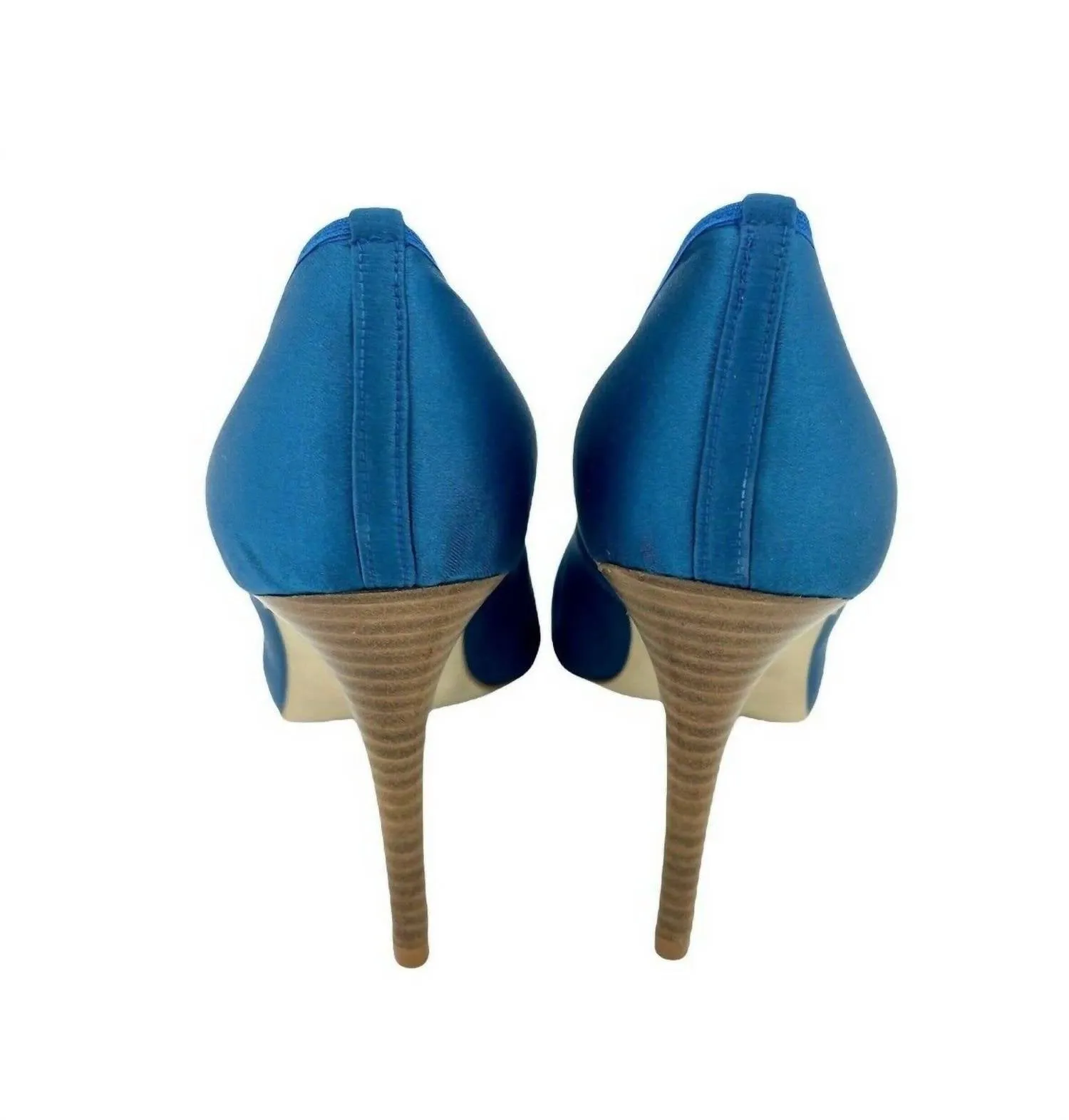 Women's Pointed Toe Satin Pumps Stiletto High Heels In Blue