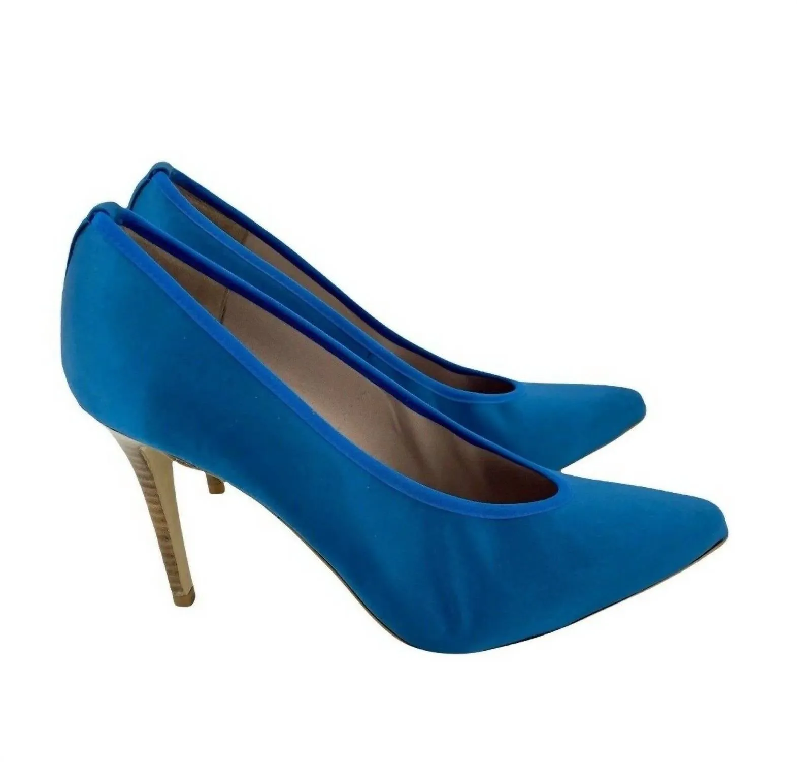 Women's Pointed Toe Satin Pumps Stiletto High Heels In Blue