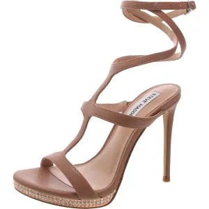 Womens Rhinestone Leather Ankle Strap