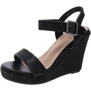 Womens Rhinestone Manmade Wedge Heels